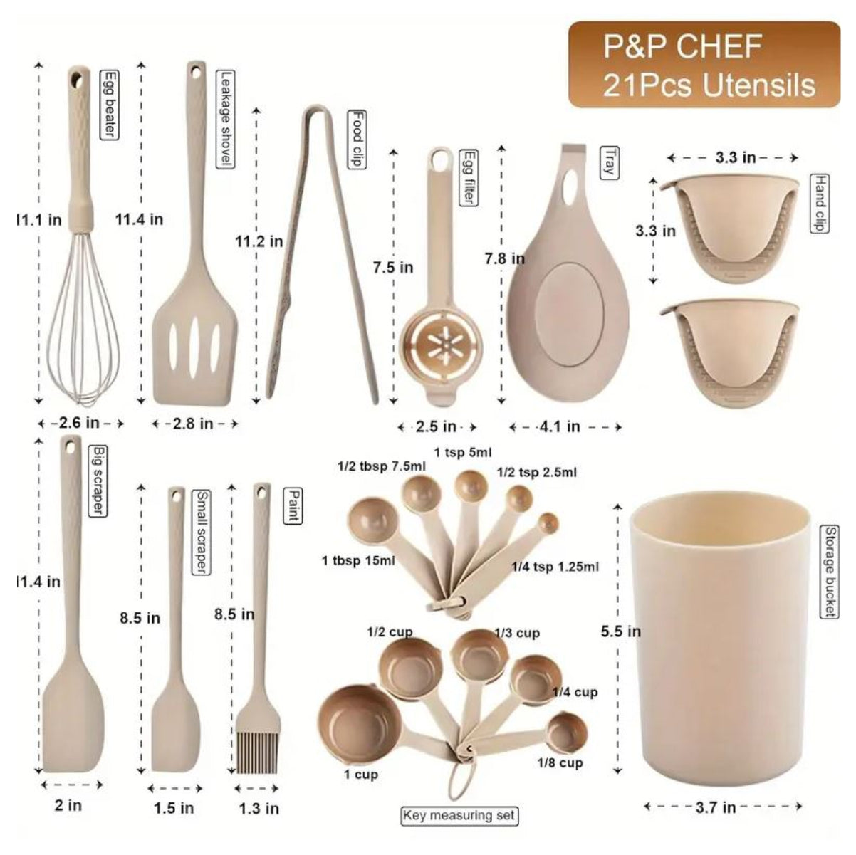 Juego utensilios cocina silicona 21pcs
